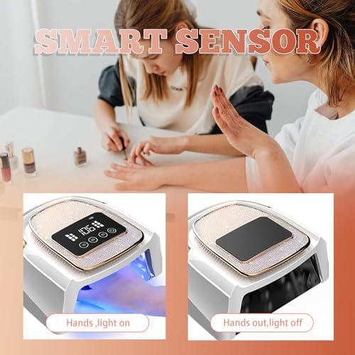 Cordless Rechargeable Nail Lamp 288W, Rechargeable UV Nail Dryer Gel Polish Curing Light with 4 Timers, Magnetic Metal Mirror Base, Continuous Use Up to 4-5 Hours