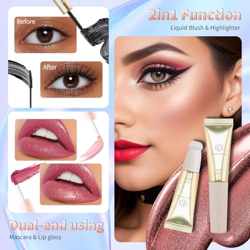 Color Nymph Teen Girls Makeup Kits, Makeup Kit For Girls All In One Makeup Sets For Women With Sequin Bag Packed Individually 9 Colors Eyeshadow Palette Lip Gloss Eyeliner Mascara -Orange Pink