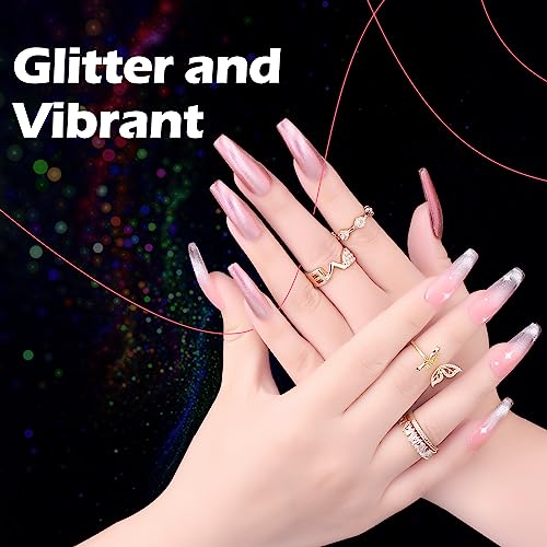Clara Colors Cat Eye Gel Nail Polish Set - 12 Holographic Glitter Colors With Magnet, Romantic Galaxy Series, Long Lasting Soak Off UV LED