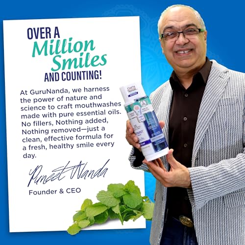 GuruNanda Teeth Whitening Dual Barrel Oxyburst Mouthwash - Alcohol & Fluoride Free, Hydrogen Peroxide to Promote Whiter Teeth - Wild Mint - 3x20 Fl Oz