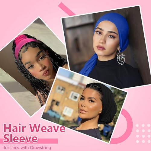 Hair Weave Sleeve For Locs, Hair Sleeves For Locs Women Hairweave Sleeve For Locs With Drawstring Hairweaves Sleeve - Fashionable Design - Haircare Haircharms With Elastic Band (1Pcs) (black)