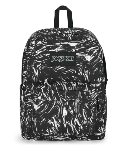 JanSport SuperBreak Backpack - Durable, Lightweight Premium Backpack - Marbled Motion Black