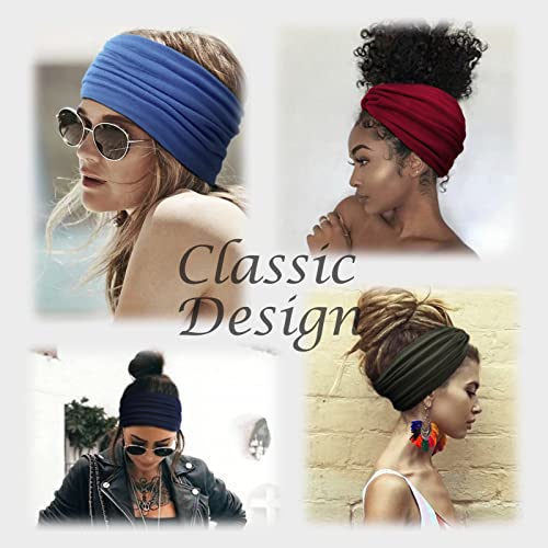 AKTVSHOW 7'' Wide Headbands for Women, Extra Large Turban Workout Headband Fashion Yoga Hair Bands Boho Twisted Thick Hair Accessories, 8Pack