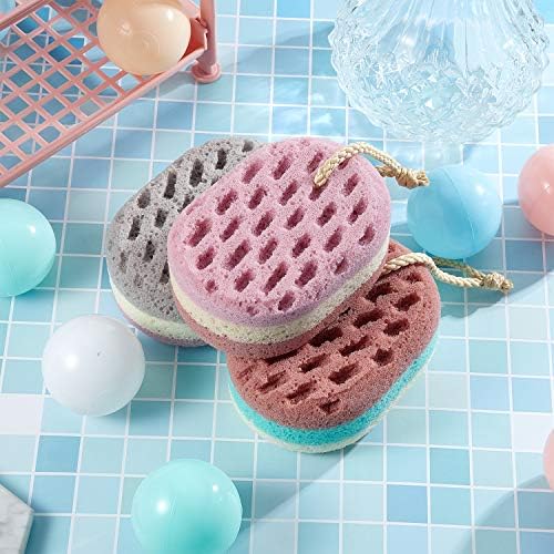 Boao 5 Pieces Soft Bath Sponge Shower Natural Gentle Soothing Body Fiber Exfoliating Shower Sponge Wash Bouquet for Women Men, Random Color(Attractive Color)