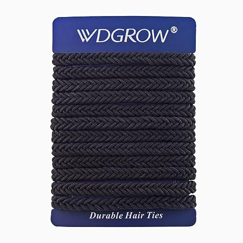 Large Braided Mens Hair Ties, Man Hair bands for Longhairs Men Bun, Black Pony Tails Ties for Women,Guys, Bracelet Hair Tie,For Thick and Thin Hair,12 Packs,Durable (Black)