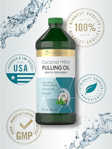 Carlyle Pulling Oil for Teeth & Gums | 16 Fl Oz Pack of 2 | Coconut and Mint | Alcohol Free & Non-GMO