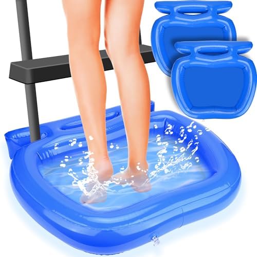 2Pack Pool Foot Bath,Inflatable Foot Soaking Bath Basin for Pool Entry Ladder,Pool Foot Wash Bath Tub for Swimming Pool Clean Feet, In Ground Above Ground Swimming Pools,Hot Tub Spa-Blue