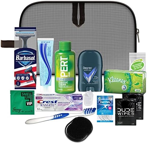 Convenience Kits International Men’s Premium 15-Piece Assembled Travel Kit Featuring: Gillette and Barbasol Shave Products