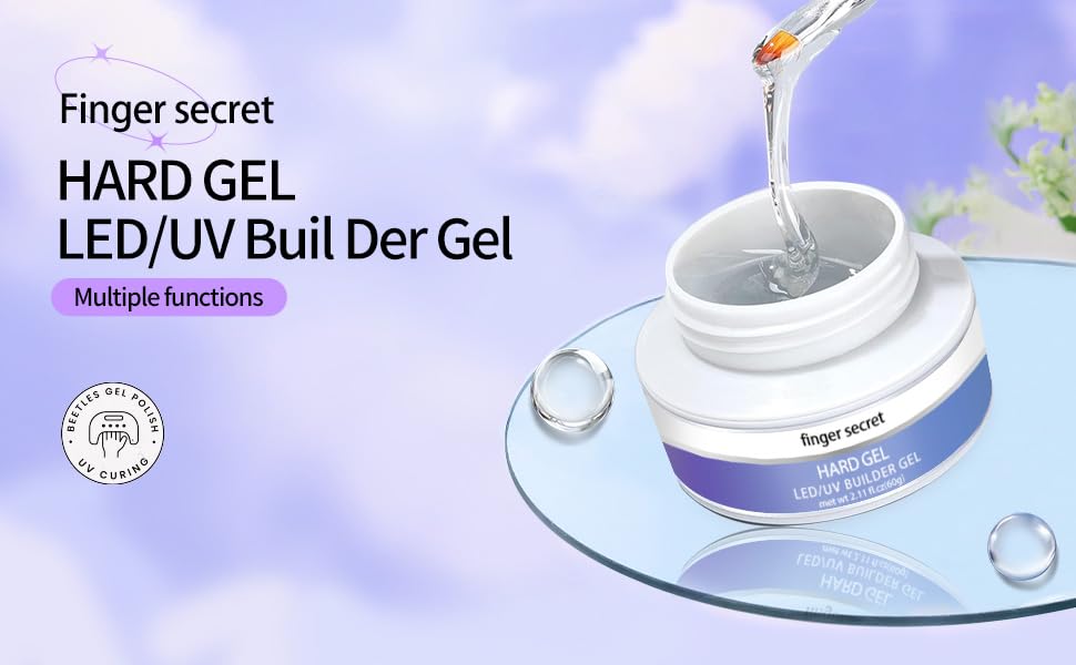 Hard Gel Builder Gel for Nails Strong Long-lasting Nude 3D Sculpting for Nail Extension 2oz (clear&nude, 1fl.oz*2)