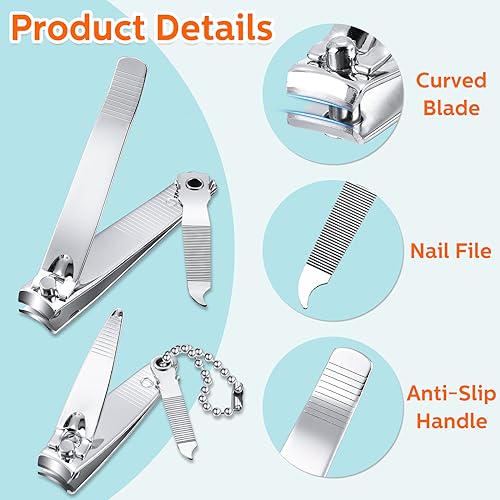 Lasnten 60 Pcs Nail Clipper Set Stainless Steel Fingernail and Toenail Clippers Individually Wrapped Nail Cutters Bulk, Large and Small