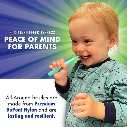 Brilliant Oral Care Baby Toothbrush with Soft Bristles and Round Head, for a Toddler Approved, Easy to Use All-Around Clean Mouth, Ages 0-2 Years, Blue Mint Yellow, 3 Pack