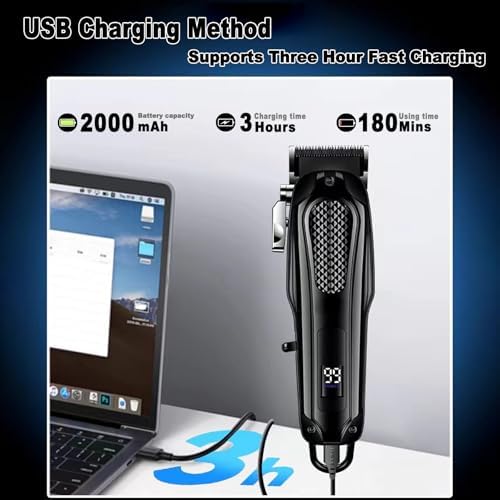 Hair Clipper for Men Professional,Cordless Clipper for Hair Cutting,Rechargeable Corded Barber Hair Trimmer&Beard Trimmer,Haircut Grooming Kit for Men/Women/Kids (Black)