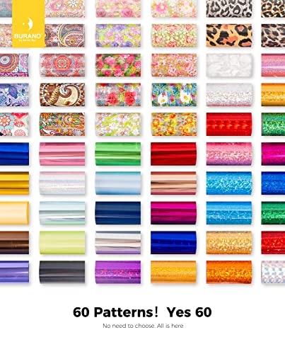 BURANO Nail Art Foil Glue Gel, 15ML 2 Bottles with 60PCS Foils Sticker, Nails Designer Adhesive Transfer Art UV LED Lamp Required