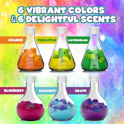 Kids Bath Bomb Potions - Fun Colorful Bubble Eruption Kits - Fizzy Color Tub Time Potion Making Experiments Kit in Flask Bottles - Magic Bubbles Foams Toys Science Gift for Boys Girls Toddlers