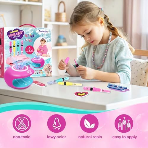 Kids Nail Polish Set for Girls - Nail Art Kit for kids Ages 7-12 - Girl Gifts - Non Toxic Nail Polish,Girls Stuff for Spa,Makeup,Manicure - Birthday Gifts for Girl Age 6 7 8 9 10-12 Years old