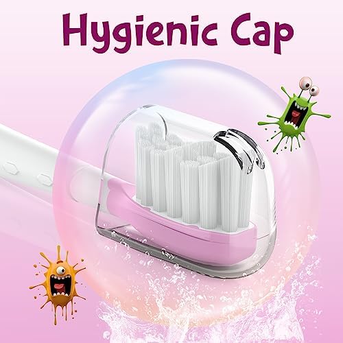 Kids Replacement Toothbrush Head for Sonicare: Ofashu Children Sonic Electric Toothbrush Brush Head for Philips 6321 6340 6032/94 6042, 8 Packs for Boys Girls 7+, Pink & Green