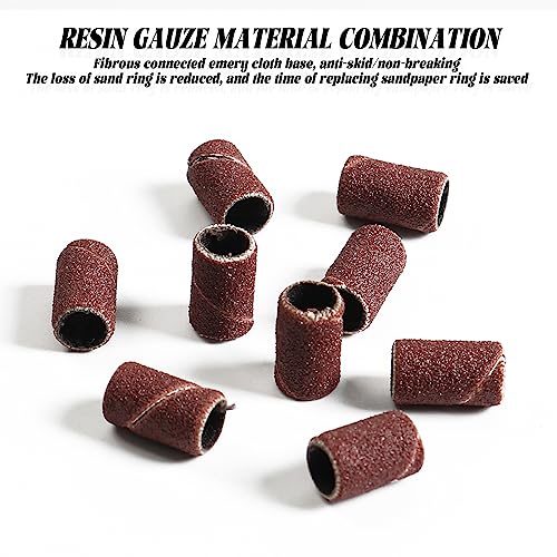 InnoLife - 300pcs Grit 180# Nail File Sanding Bands Replacement for 3/32" Shank Size Nail Drill Bits Fit