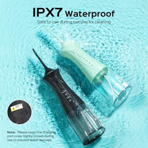 COSLUS 2-Pack Water Flosser for Teeth: Water Dental Pick Set with Refined Packaging for Couples Friends, 3 Modes & 8 DIY Levels for Sensitive Gums & Braces, Ideal for Family Sharing, Black & Green
