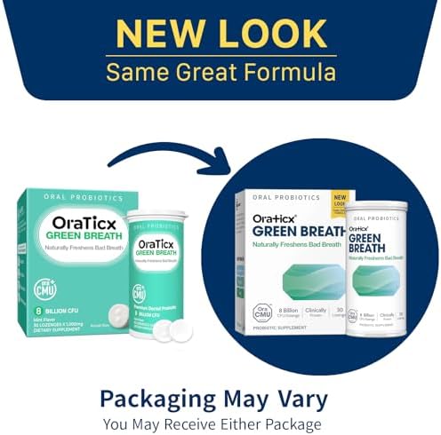 Green Breath Oral Care Probiotics, Naturally Support Freshens Bad Breath & Healthy Mouth, Dental Probiotic Supplement 8 Billion CFU, Mint Flavor 30 Lozenges 1-PK