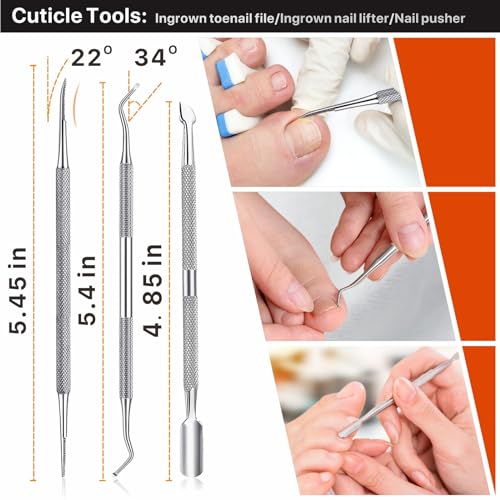 Konovo Ingrown Toenail Tool Kit 9 Pcs, Toe Nail Clippers for Adult and Seniors, Large Toenail Clipper for Ingrown Toenail Treatment/Thick Nails