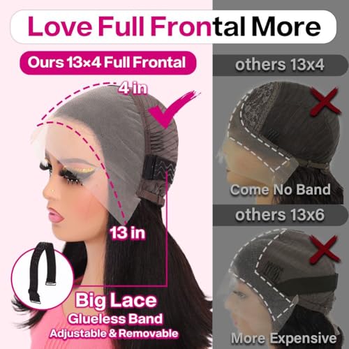 Hihmarm Bob Wig Human Hair 13x4 HD Lace Front Wig Glueless Wigs Human Hair Pre Plucked Short Bob Lace Front Wigs Human Hair For Black Women Nature Hairline 180% Density 14 Inch