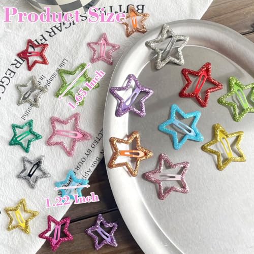 20 PCS Sparkling Star Hair Clips - Non Slip Metal Star Hair Accessories for Girls & Women