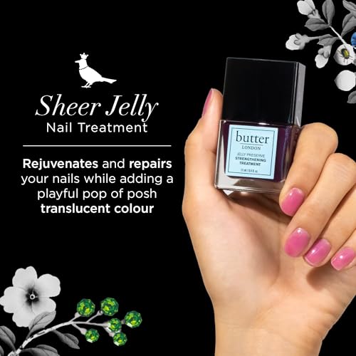 butter LONDON Nail Strengthener for Damaged Nails, Jelly Preserve - Translucent Finish Nail Polish Strengthens, Nourishes & Rejuvenates Nail Beds & Roots - Nail Care Products