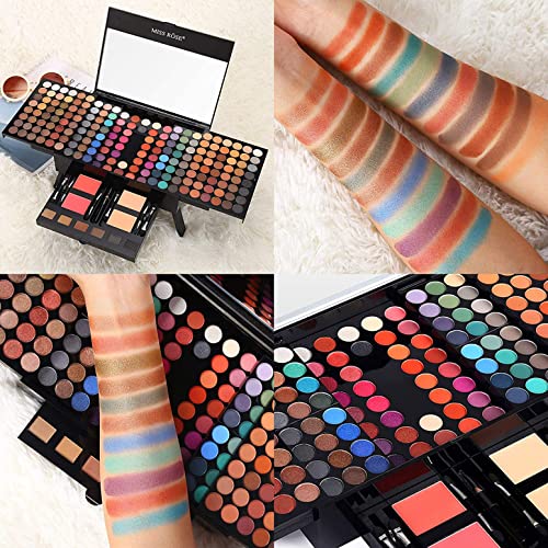 190 Colors Makeup Pallet,Professional Makeup Kit for Women Full Kit,All in One Makeup Sets for Women&Beginner,include Eyeshadow,Lipstick,Compact Powder,Eyeliner,Concealer(004-Black)