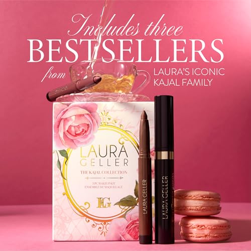 LAURA GELLER NEW YORK The Kajal Collection 3PC Makeup Kit - Kohl Eyeliner Crayon, Mascara & Matte Lip Color - Limited Edition Eye & Lip Makeup Gift Set - Perfect for Mother's Day, Birthday, Gifting