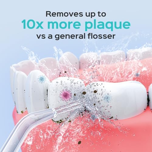 COSLUS Electric Water Flosser for Teeth, Professional Dental Pick for Orthodontic, Sensitive Gums, Braces - 12 Pressure Settings & 5 Multi-Functional Tips for Multiple Users, Home Use, White