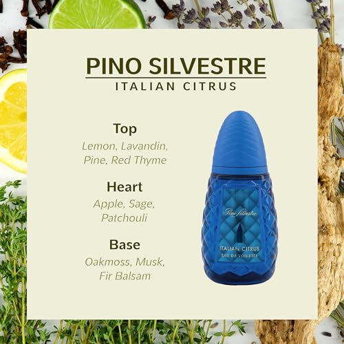 Italian Citrus by Pino Silvestre - Perfume for Men - Woody, Aromatic Scent - Blended with Lemon, Pine, Apple, Patchouli, and Musk - for Calm, Collective Gentlemen - 4.2 oz EDT Spray