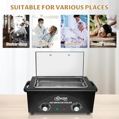 High Temperature Metal Tool Cleaning Box, 2L Dry Heat Cabinet Beauty Hair Nail Metal Tool Cleaning for Manicure Pedicure Barber, with 0-60 Min Timer & 50-220℃ Temp Settings, Plastic Sterilization Tray