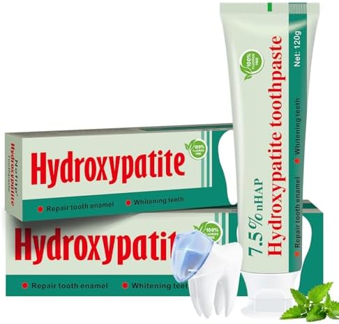 Hydroxyapatite Toothpaste, Helps Remineralize Teeth, Nano Hydroxyapatite Toothpaste, Repair Sensitive Teeth and Effectively Whiten Teeth, Fluoride-Free, Refreshing Mint Flavor 2Pcs