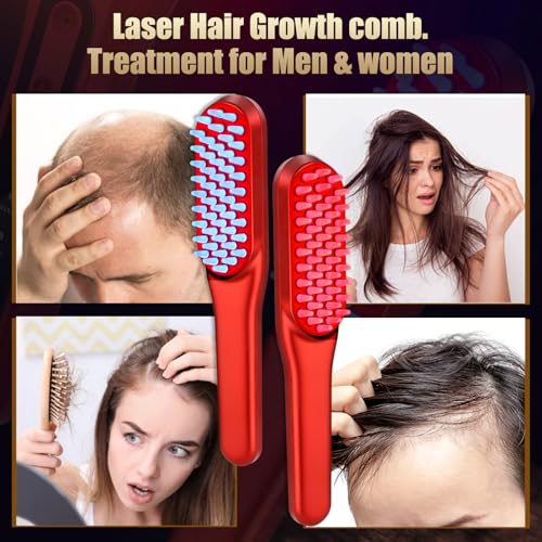 Laser Hair Growth Comb，Red Light Hair Growth Treatment for Men & Women（Red 1pcs ）