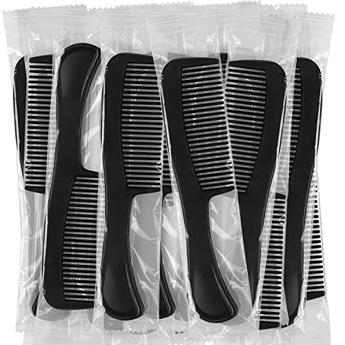 Bulk Hair Combs Pack of 100 - Individually Wrapped for Women, Kids, Hotel, Airbnb, Shelter, Nursing Home, Charity, and Church (Black)