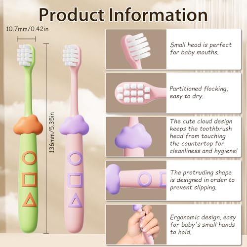 Kids Toothbrushes 8 Pack,Soft Bristle Toothbrush for Toddlers 2-12 Years Old, Cute Multicolor Boys Girls Toothbrushes,Clean Kids Teeth Bristles Not Easy to Shed