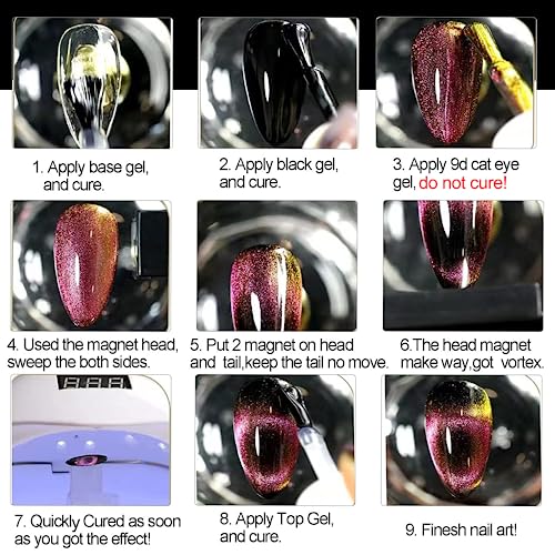 Cat Eye Gel Nail Polish with Magnet Stick, Chameleon Holographic Gel, Dual Colors Magic Effect, Professional Salon-Set