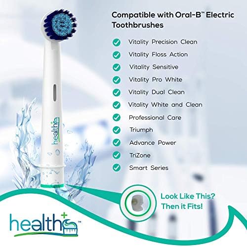 Compatible with Oral-B Electric Toothbrush Sensitive Replacement Head Generic - 8-Pack | Gentle-Action Tooth Brush Heads with Dupont Bristles | Sensitive Gums & Teeth & Gentle Whitening Action | Braun
