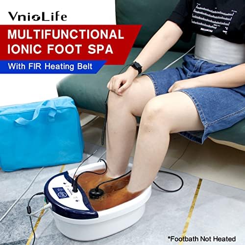 Ionic Foot Bath Detox Machine, Ion Detox Foot Bath Cleanse, LED Display Spa with Heated Belt, Wrist Strap, Arrays, Liners (Portable Handbag)