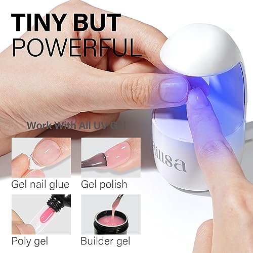AILLSA Gel Nail Kit Short Almond Nail Tips 240pcs with 2 In 1 Nail Glue Base Coat and Nail Dehydrator, Gel Full Nail Kit with Nail Lamp Top Coat for Starters Home Salon Valentine's Day