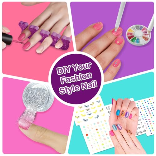 Kids Nail Polish Set for Girls - Girls Toys 8-10 - Nail Art Kit for Kids Ages 7-12, Non toxic Nail Polish Kids Nail Kit Girl Stuff for Spa Manicures, Idea Birthday Gift for Girls 8 9 10 12
