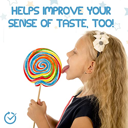 Kids Tongue Scraper or Cleaner Set – Pack of 4 BPA-Free Plastic Dental Scrapers Helps Freshen Bad Breath, Remove Gunk – Multicolored with Easy-to-Grasp Handles and Brush Covers by 55Dental, Ages 2+