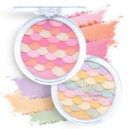 Color Nymph Powder Blush & Highlighter Makeup Set | Multi-Purpose Highlighter Palette | Highly Pigmented Soft Shimmer Face Blush Powder Palette | Vegan & Cruelty-Free, Mermaid Make up Design