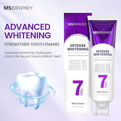2-Pack 7-Pro Whitening Toothpaste | Deep Whitening & 7 Probiotics for Oral Health | Purple Beads for Extra Freshness | Fluoride-Free
