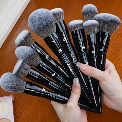 Bueart Design 32Pcs PRO Grade Makeup Brushes Set with Super large Holder, Premium Ultra-soft Synthetic Foundation Contour Powder Blush Concealer Eyeshadow Classic Black Make up Brush