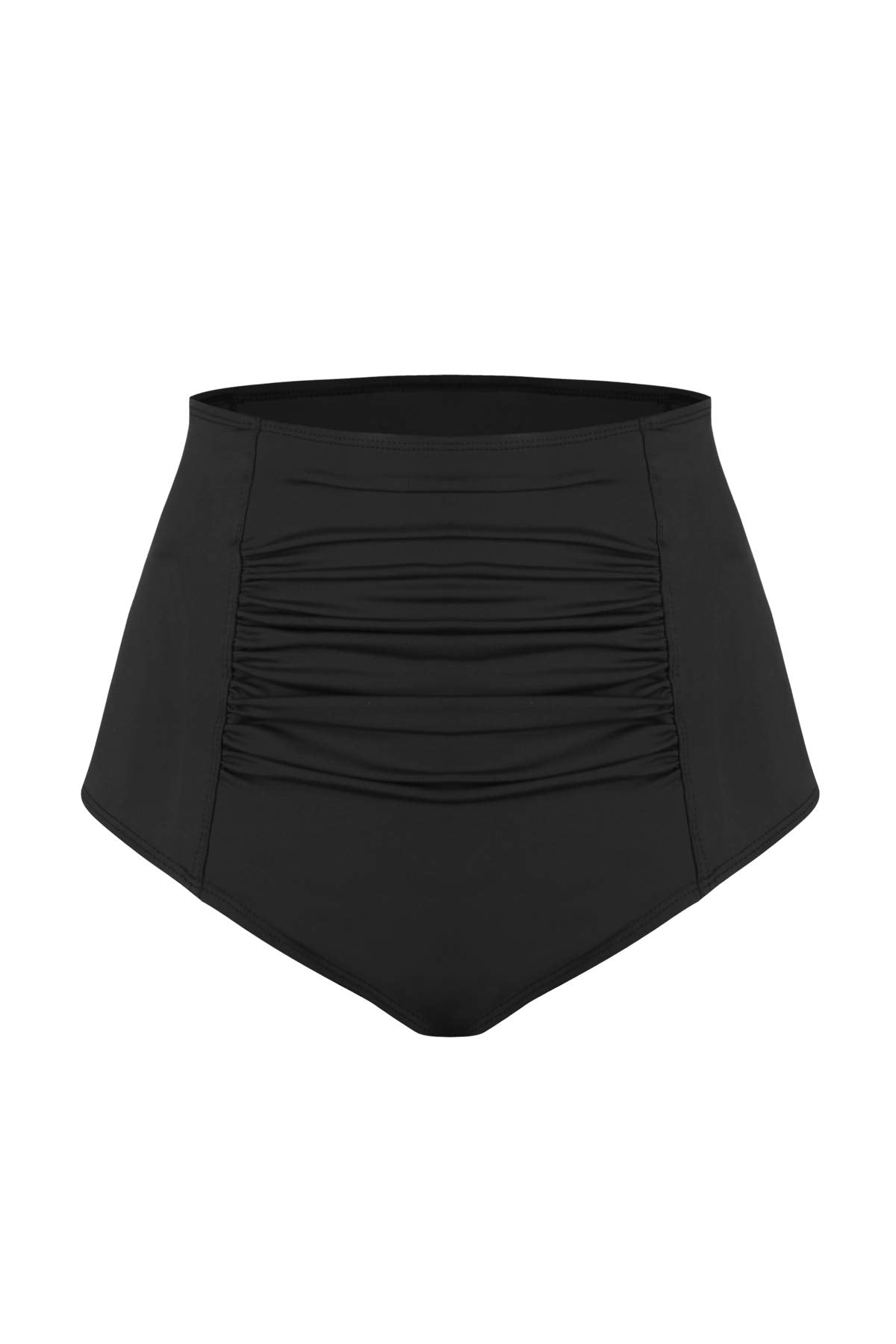 IVEDO Women's High Waisted Bikini Bottom Plus Size Ruched Swim Briefs Solid Swim Bottom Swim Shorts Black