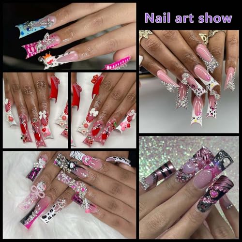 Laza 600pcs Long Duck Nail Tips 12 Sizes Box-packed Clear Duck Nails Half Cover Wide Nail Tips French False Nail Tips for Acrylic Nails Extension Tips — 41MM