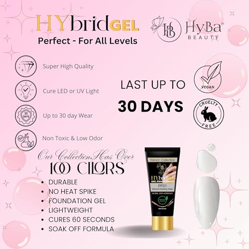 HyGEL CLEAR 60ml Hybrid Gel Nail Polish - PF01 Natural Clear Overlay