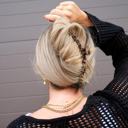 KAXI The ORIGINAL Hold Everything Hair Claw - Perfect for Thick & Thin Hair Straight, Wavy & Curly, Strong Clip With 52 teeth & Many Colors to Choose (Light Tortoise)