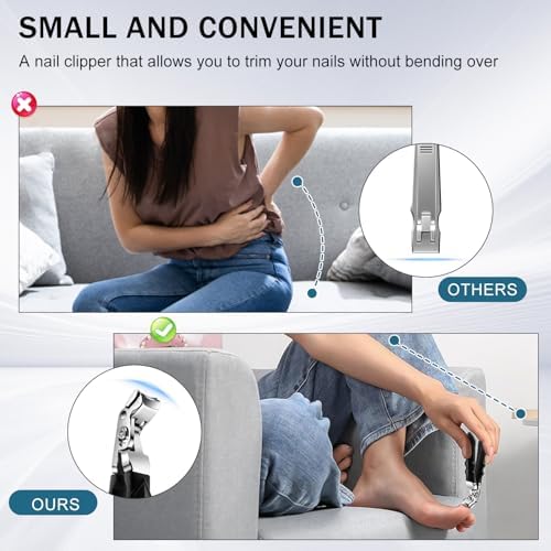 Clipmaster Pro Nail Clippers for Seniors, Clip Master Pro Toenail Clippers, Long Handled Ergonomic Curved Toenail Clippers for Seniors, Wide Jaw Thick Toenail Clipper Men Women, 2 PCS